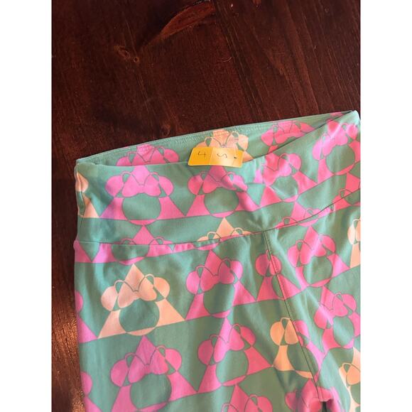 ⭐️ Lularoe Minnie Mouse Pink Green Leggings One Size Fits All Women Soft‎ Pants - Picture 3 of 6